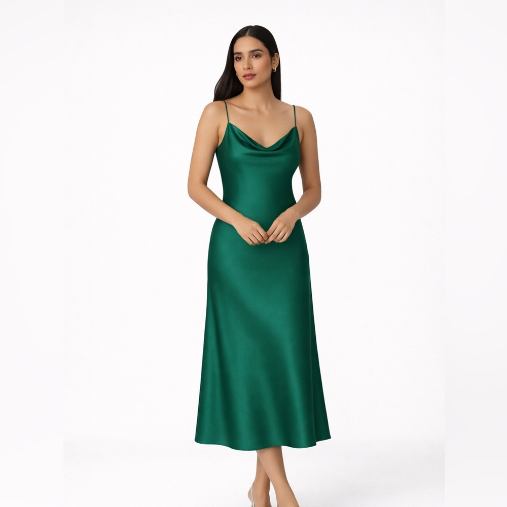 ❤️ Ann Taylor Emerald Satin Midi Dress